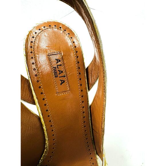 Alaïa Gold Snake Embossed Leather Platform High Heel Sandals EU 36.5 Luxury - Picture 10 of 11